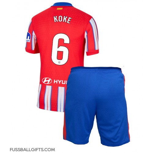 Atletico Madrid Koke #6 Fußballbekleidung Heimtrikot Kinder 2024-25 Kurzarm (+ kurze hosen)